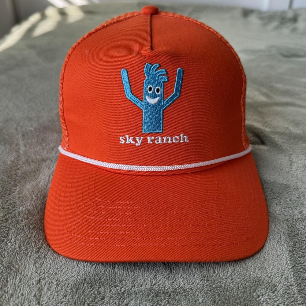Sky Ranch Hat Cap Snap Back Mens One Size Orange Rope Trucker Mesh Mascot
